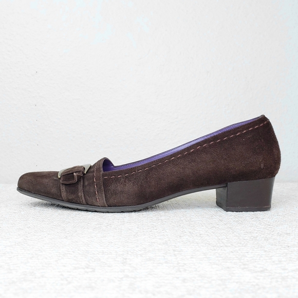 BALDINI Vintage Brown Suede Heels US 9 Pumps Italy - Picture 3 of 9